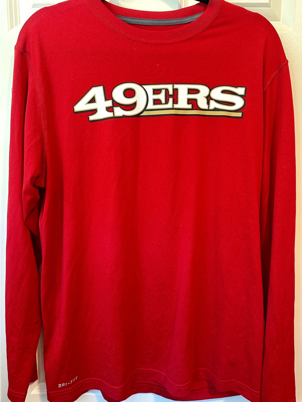Nike San Francisco 49ers Dri FIT Long Sleeve Shirt Mens Large (LRG) Red NFL EUC